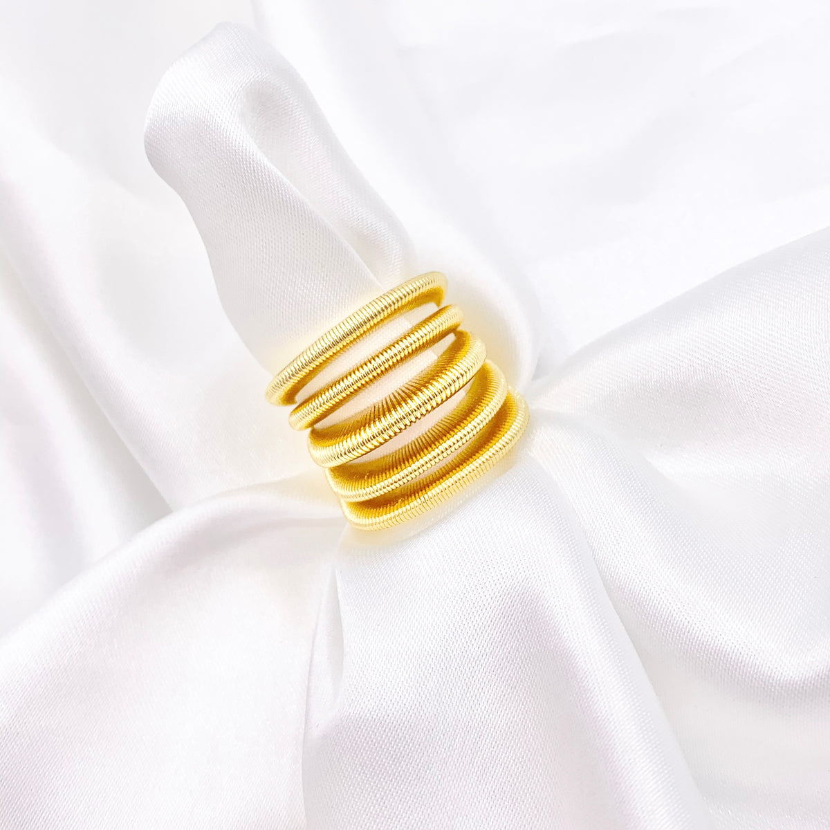 Thick Wrap Chunky Ring in Real Gold 18K Plated Copper 4 PCS