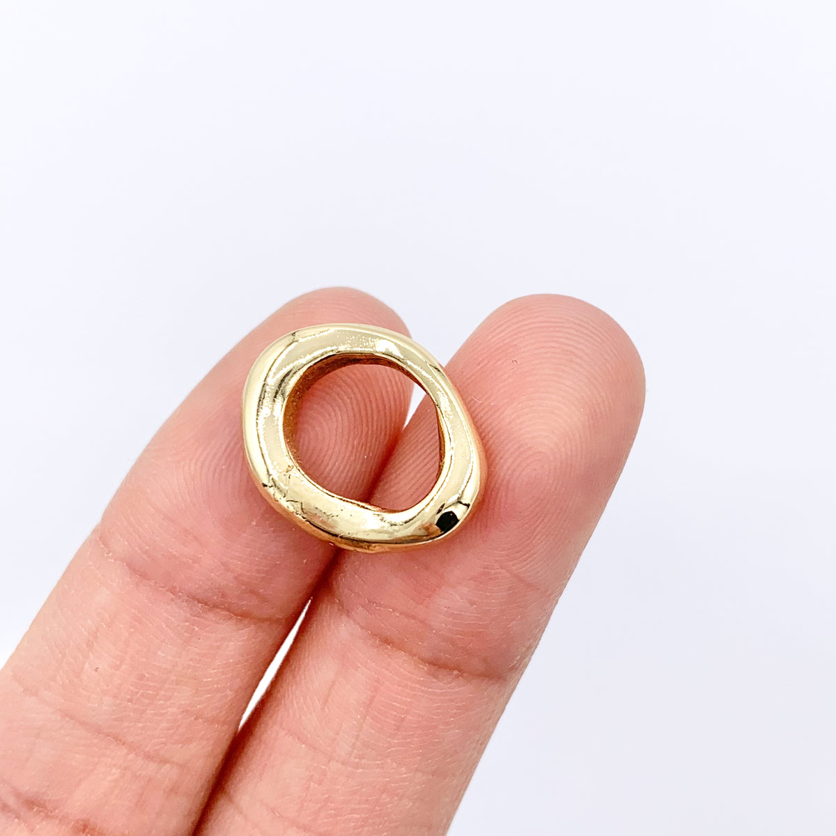 13x16mm Dainty Irregular Oval Circle Ring Charms in 18K Gold Plated Copper 12 PCS