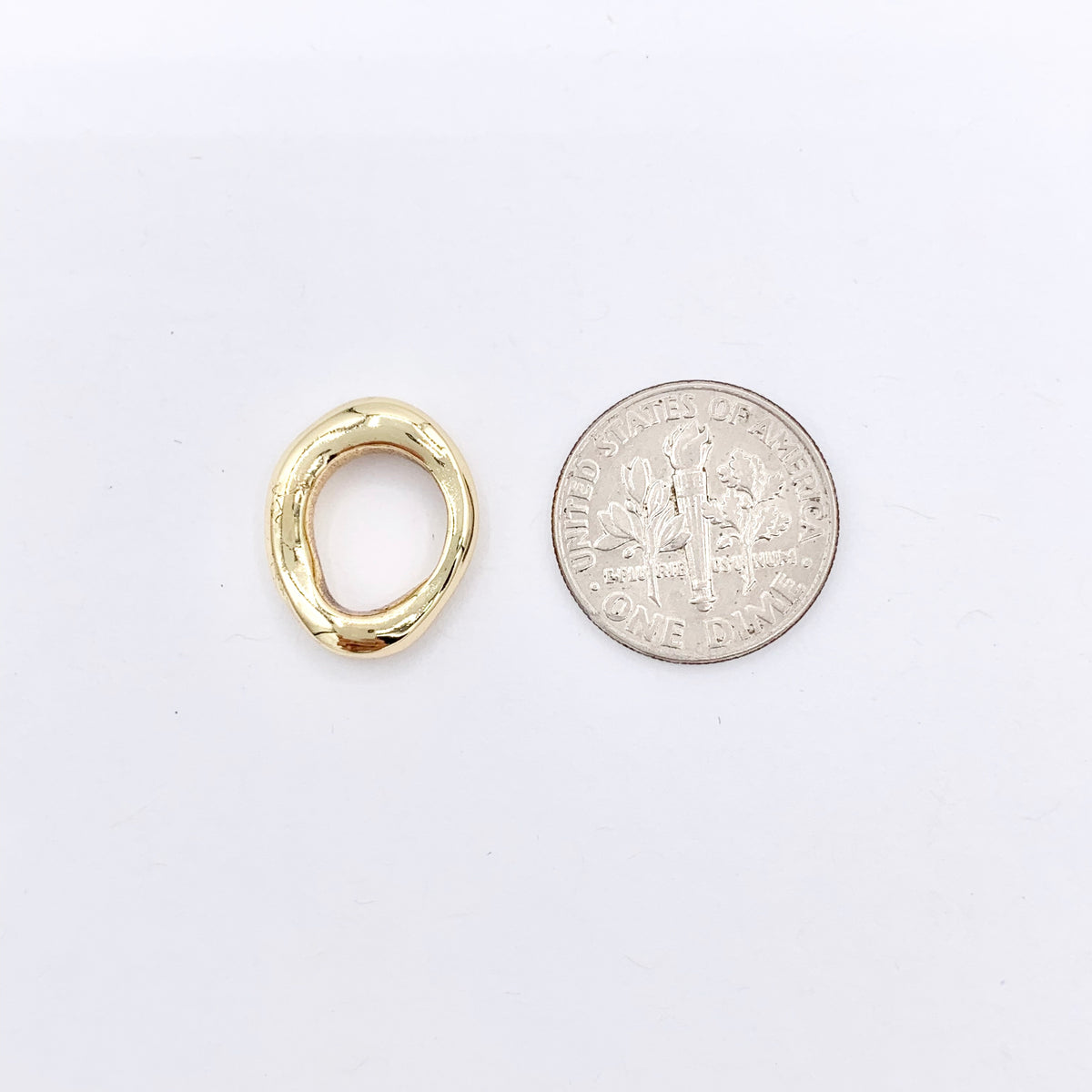 13x16mm Dainty Irregular Oval Circle Ring Charms in 18K Gold Plated Copper 12 PCS