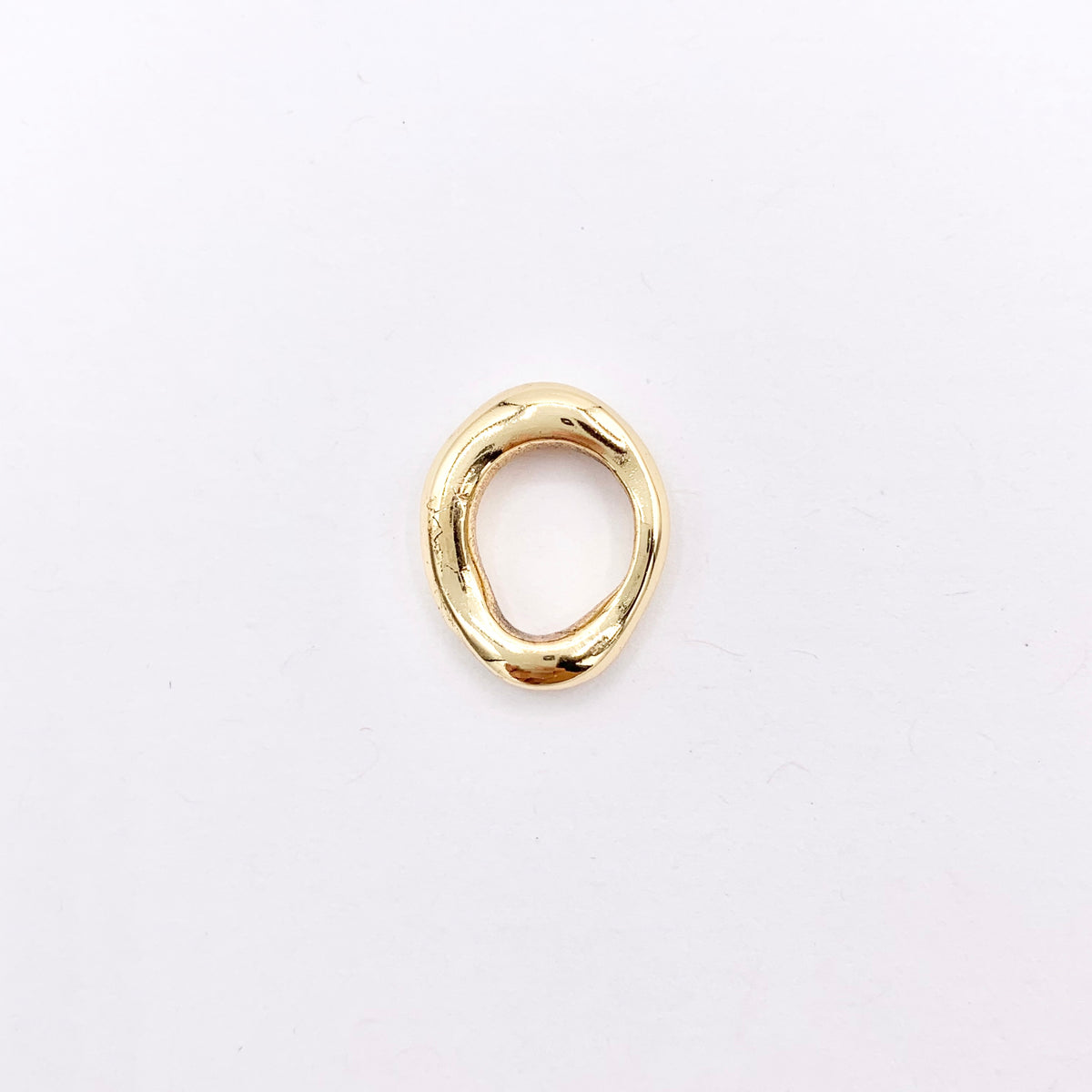 13x16mm Dainty Irregular Oval Circle Ring Charms in 18K Gold Plated Copper 12 PCS