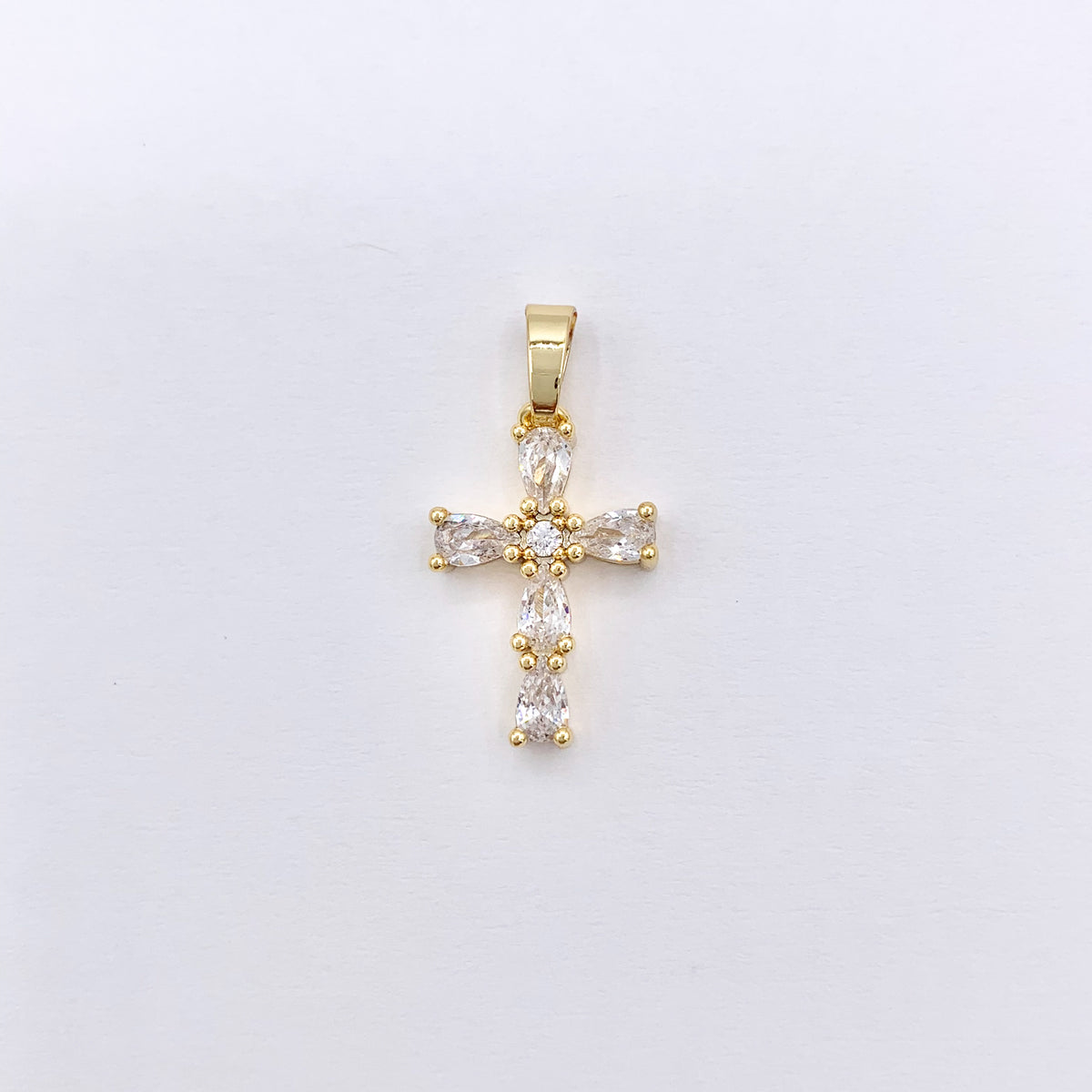 Small Cross Religious Charms in Real Gold 18K Plated Micro CZ Pave Over Brass 10 PCS