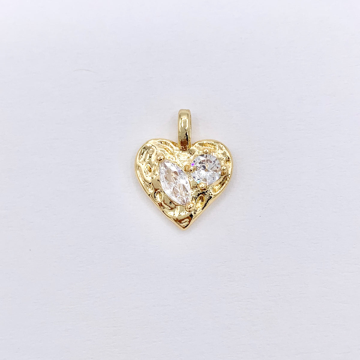Small Heart Charms Real 18K Gold Plated Micro CZ Pave Heart Pendant Over Brass 10 PCS