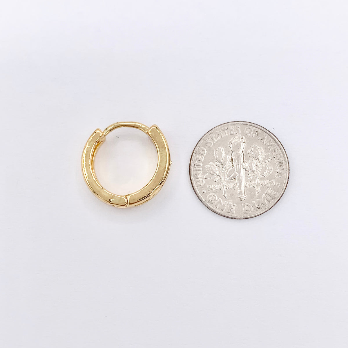 Dainty Baguette Earring Hoop Huggies in CZ Pave Real Gold 18K Over Copper