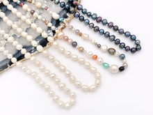 Load image into Gallery viewer, 46&quot; &amp; 64&quot; Handmade Freshwater Pearl Knotted Necklace  White Pearl, Potato Pearl, Multicolor Pearl, Metallic Purple Pearl Beaded Necklace
