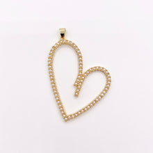 Load image into Gallery viewer, 2.5&quot; Large Heart Pendant in Real Gold Plated 18K Imitation Pearl Over Copper 4 PCS
