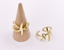 Load image into Gallery viewer, Cute Starfish Minimalist Ring Sealife Adjustable Ring in 18K Gold Plated Copper 5 PCS
