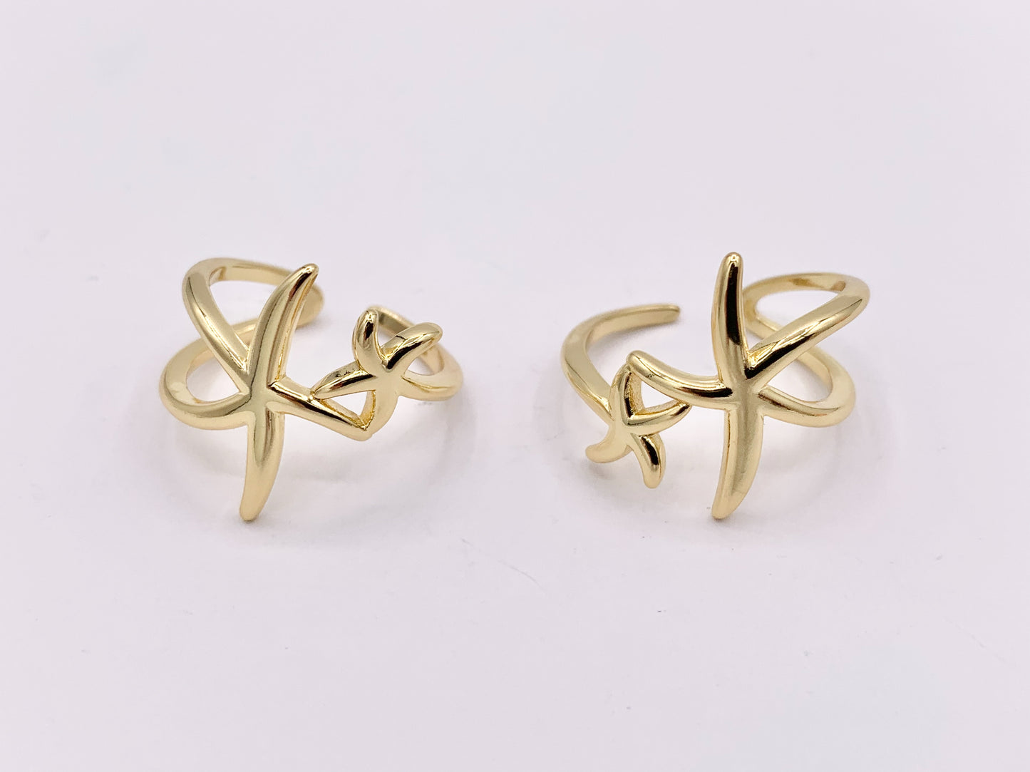 Cute Starfish Minimalist Ring Sealife Adjustable Ring in 18K Gold Plated Copper 5 PCS