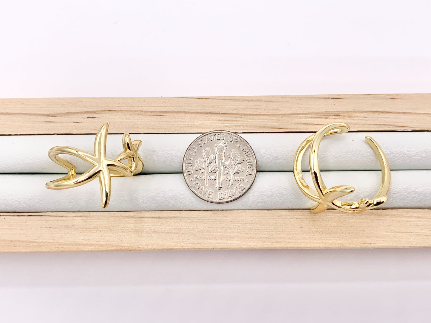 Cute Starfish Minimalist Ring Sealife Adjustable Ring in 18K Gold Plated Copper 5 PCS