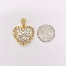 Load image into Gallery viewer, Large Puffy Hearts Pendant CZ Pave Charms Real 18K Gold Plated Copper 3 PCS
