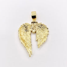 Load image into Gallery viewer, Large Angel&#39;s Wing Pendant Religious Charms CZ Pave in 18K Gold plated over Copper 3 PCS
