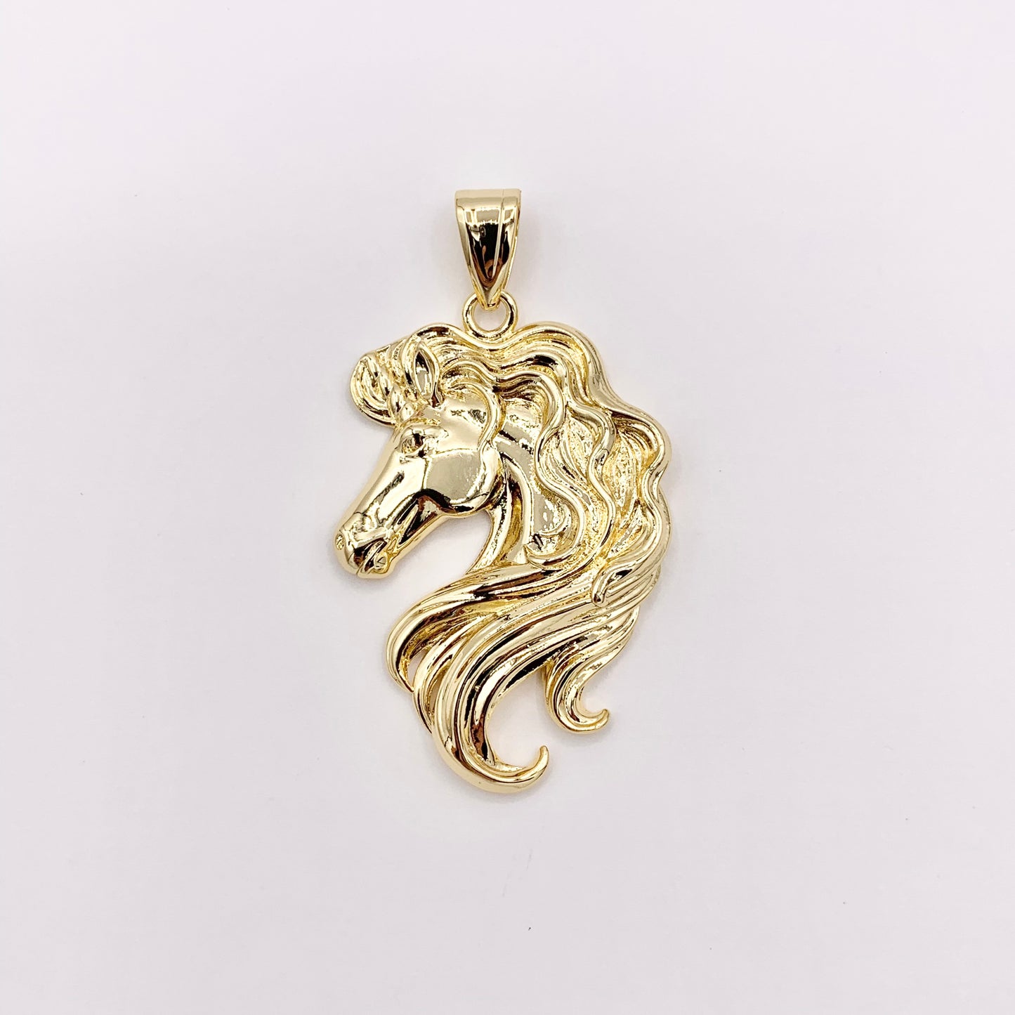 2" Large Unicorn Head Pendants in Real Gold 18K Plated Over Copper 4 PCS