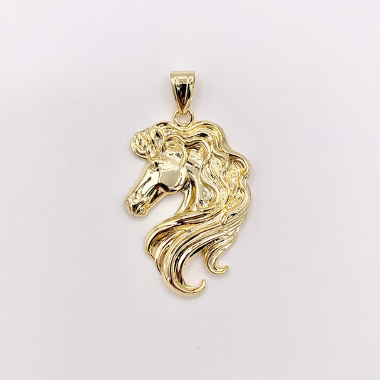 2" Large Unicorn Head Pendants in Real Gold 18K Plated Over Copper 4 PCS