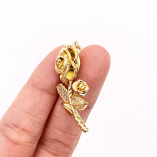 Cargar imagen en el visor de la galería, 1.5" Rose Pendant Real Gold 18K Plated Micro CZ Flower Pave Charm Over Brass 5 PCS
