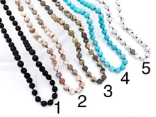 Load image into Gallery viewer, 60&quot; Handmade Matte Gemstone Knotted Necklace - Black Onyx, Laguna Lace Agate, Artistic Jasper, Magnesite &amp; White Howlite Beaded Necklace
