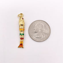 Load image into Gallery viewer, 1.5&quot; Long Dangle Colorful Fish Charms in 18K Gold Plated Copper with Enamel Color Plating 5 PCS
