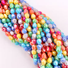 Cargar imagen en el visor de la galería, 4mm High Quality Rainbow Multicolor Teardrop/Pear Shape Faceted Shiny Crystal Beads 1 Strand 10&quot;
