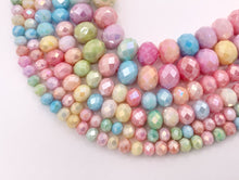 Cargar imagen en el visor de la galería, 4mm 6mm 8mm High Quality Opaque Pastel Multicolor Crystal Rondelle Faceted Shiny Crystal Beads 1 Long Strand 15&quot;
