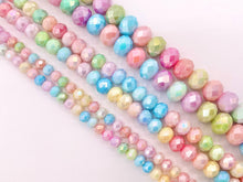 Cargar imagen en el visor de la galería, 4mm 6mm 8mm High Quality Opaque Pastel Multicolor Crystal Rondelle Faceted Shiny Crystal Beads 1 Long Strand 15&quot;

