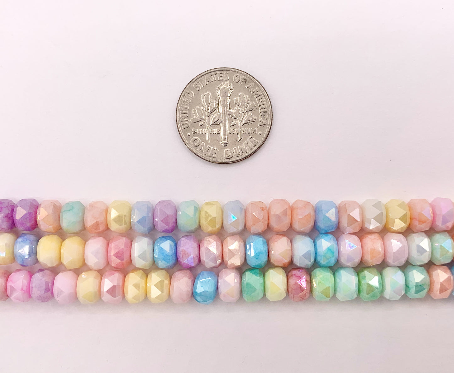 6mm High Quality Opaque Pastel Multicolor Crystal Wheel Shape Faceted Shiny Crystal Beads 1 Strand 8"