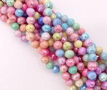Cargar imagen en el visor de la galería, 8mm High Quality Opaque Pastel Multicolor Crystal Round Faceted Shiny Crystal Beads 1 Strand 9-10&quot;

