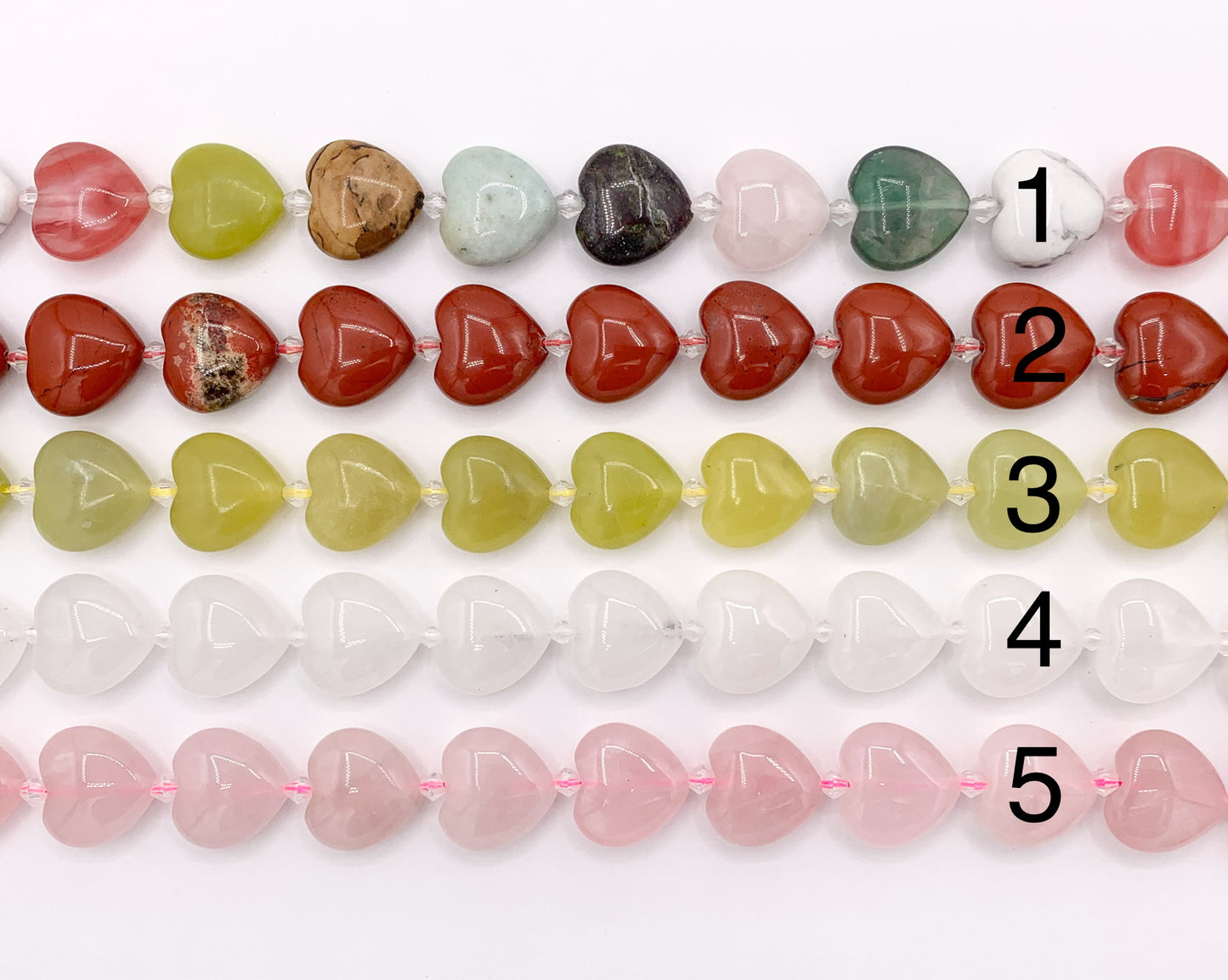 20mm Puffy Heart Shape Natural Quartz/ Rose Quartz/ Red Jasper/ Lemon Jade/ Mix Stone Beads Valentine's Day Beads 14" Price 1 Strand
