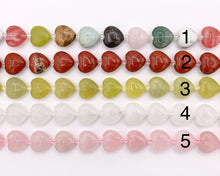 Cargar imagen en el visor de la galería, 20mm Puffy Heart Shape Natural Quartz/ Rose Quartz/ Red Jasper/ Lemon Jade/ Mix Stone Beads Valentine&#39;s Day Beads 14&quot; Price 1 Strand
