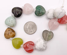 Cargar imagen en el visor de la galería, 20mm Puffy Heart Shape Natural Quartz/ Rose Quartz/ Red Jasper/ Lemon Jade/ Mix Stone Beads Valentine&#39;s Day Beads 14&quot; Price 1 Strand
