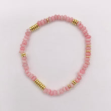 Load image into Gallery viewer, 4mm Dyed Jade Beaded Dainty Light Pink &amp; Blue Rondelle Jade with Gold Plated Hematite Saucer Spacers Bracelets 6.5&quot; Price For 1PC
