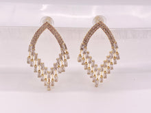 Load image into Gallery viewer, Diamond Shape Chandelier Luxury CZ Pave Earrings in 18k Gold and Silver Over Copper 2 Pairs
