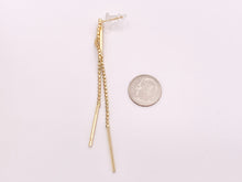 Load image into Gallery viewer, Long Beautiful Delicate CZ Rhinestone Elegant Tassel Stick Earrings in 18K Gold Plated Copper
