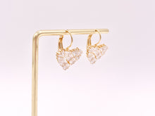 Load image into Gallery viewer, Real 18K Gold/Silver Plated CZ Pave Luxury Heart Shape Lever Back Dangle Earrings Over Copper
