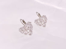 Load image into Gallery viewer, Real 18K Gold/Silver Plated CZ Pave Luxury Heart Shape Lever Back Dangle Earrings Over Copper
