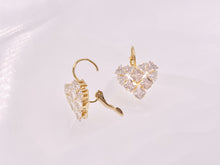 Load image into Gallery viewer, Real 18K Gold/Silver Plated CZ Pave Luxury Heart Shape Lever Back Dangle Earrings Over Copper
