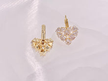 Load image into Gallery viewer, Real 18K Gold/Silver Plated CZ Pave Luxury Heart Shape Lever Back Dangle Earrings Over Copper
