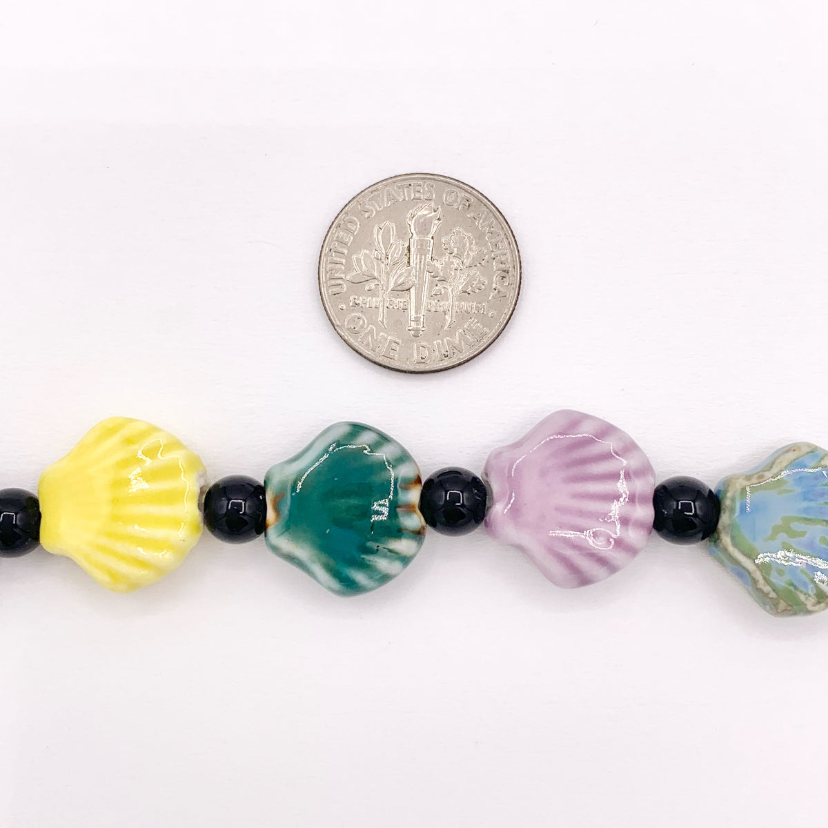 Sea Shell Shape Multicolor Ceramic Porcelain Shiny Beads For Jewelry Making 9" Price For 1 Strand
