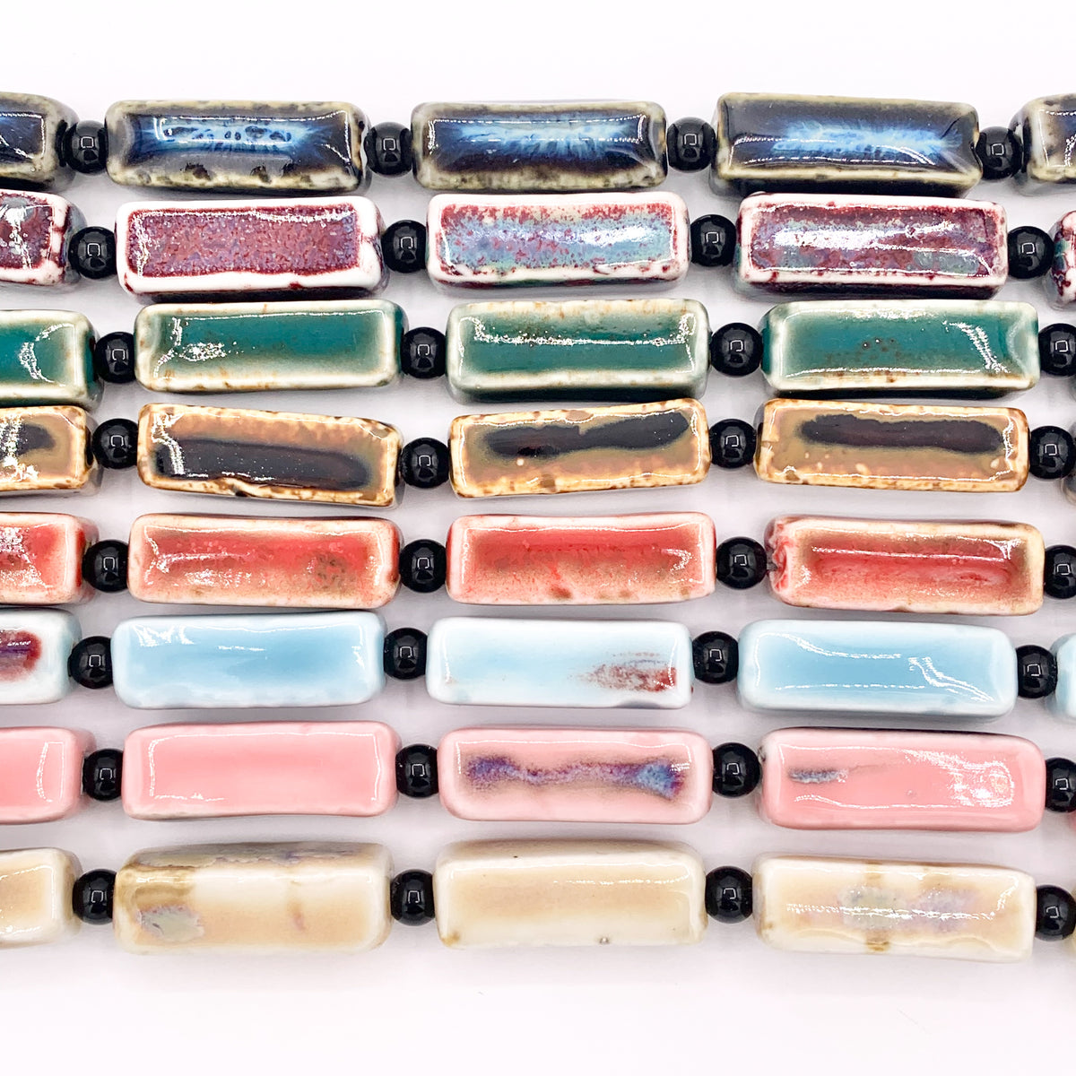 10x28mm Ceramic Porcelain Shiny Rectangular Tube Beads For Jewelry Making 9" Price For 1 Strand