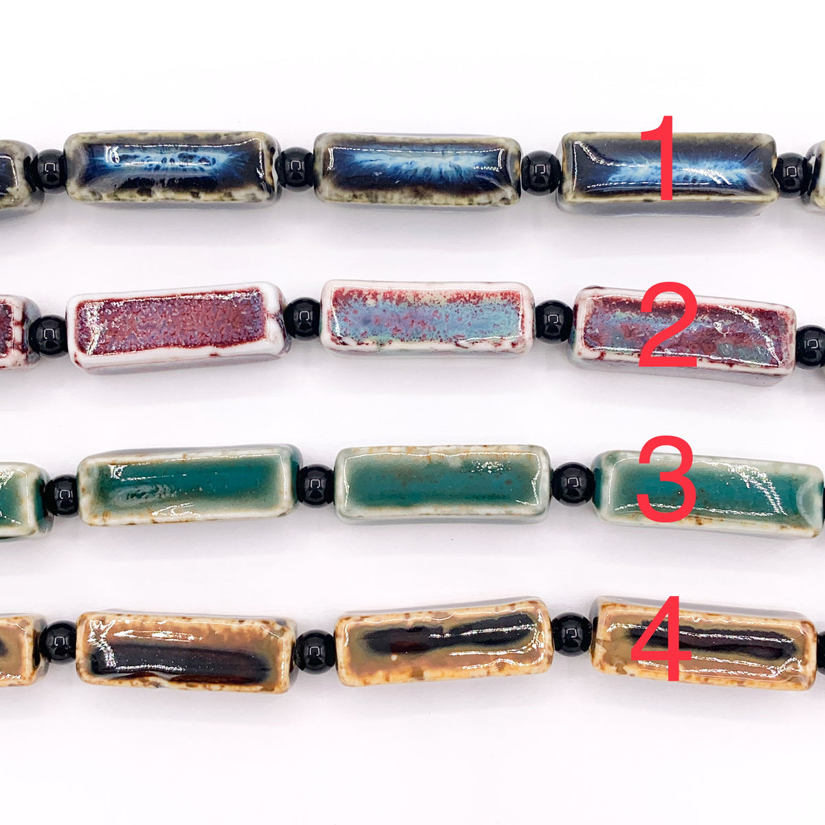 10x28mm Ceramic Porcelain Shiny Rectangular Tube Beads For Jewelry Making 9" Price For 1 Strand