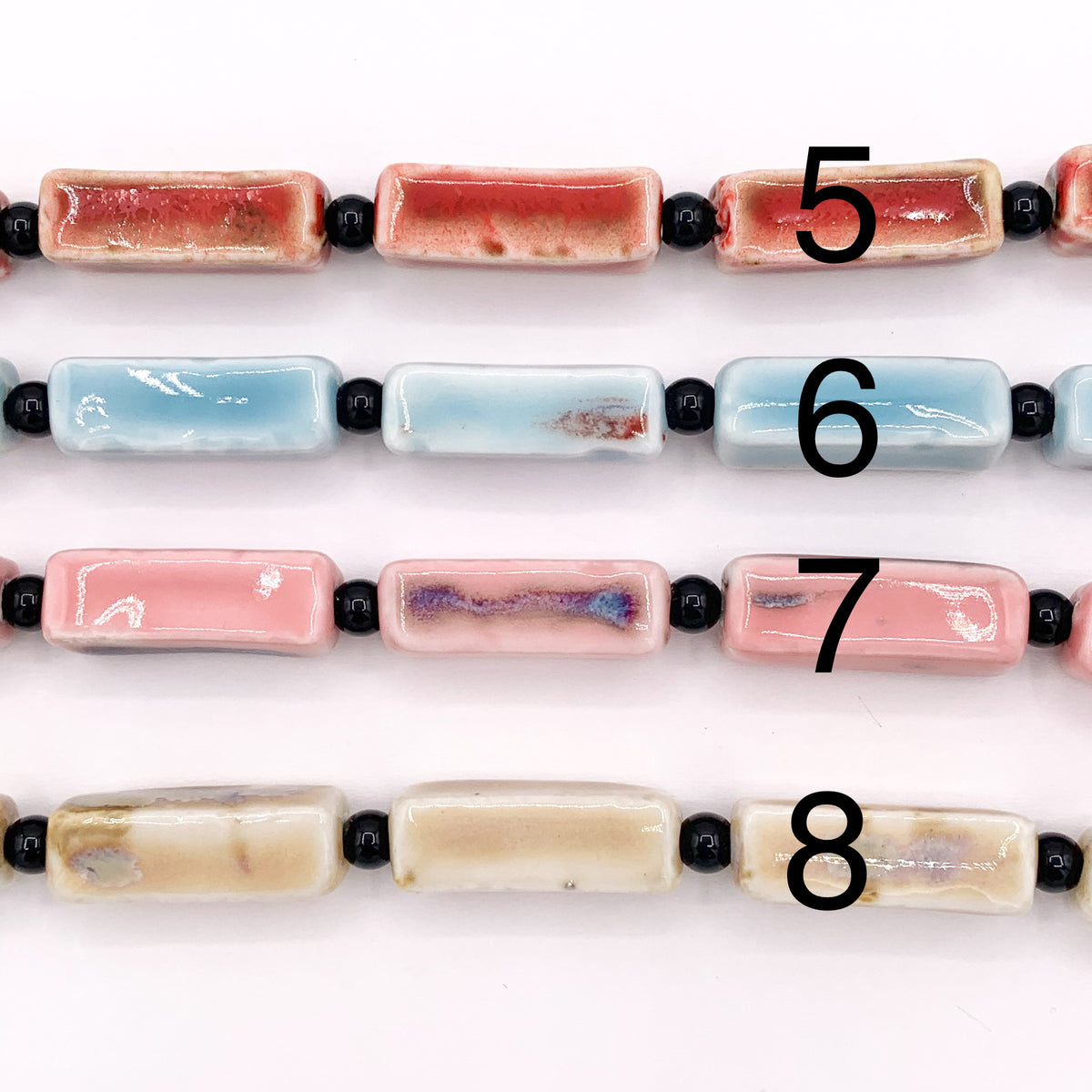 10x28mm Ceramic Porcelain Shiny Rectangular Tube Beads For Jewelry Making 9" Price For 1 Strand