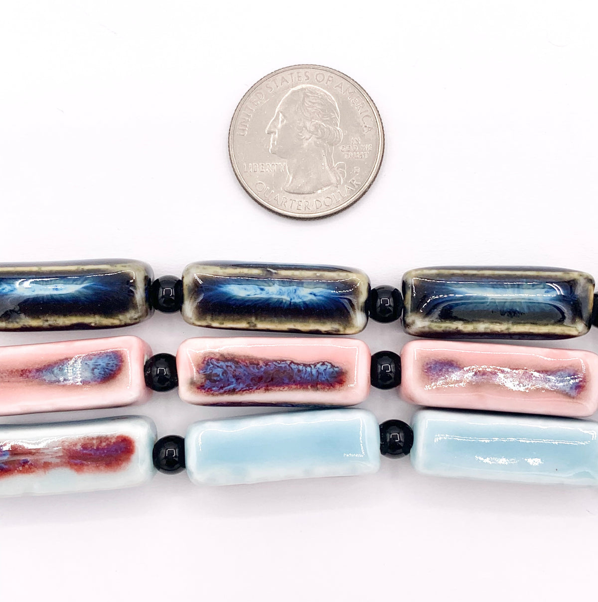 10x28mm Ceramic Porcelain Shiny Rectangular Tube Beads For Jewelry Making 9" Price For 1 Strand