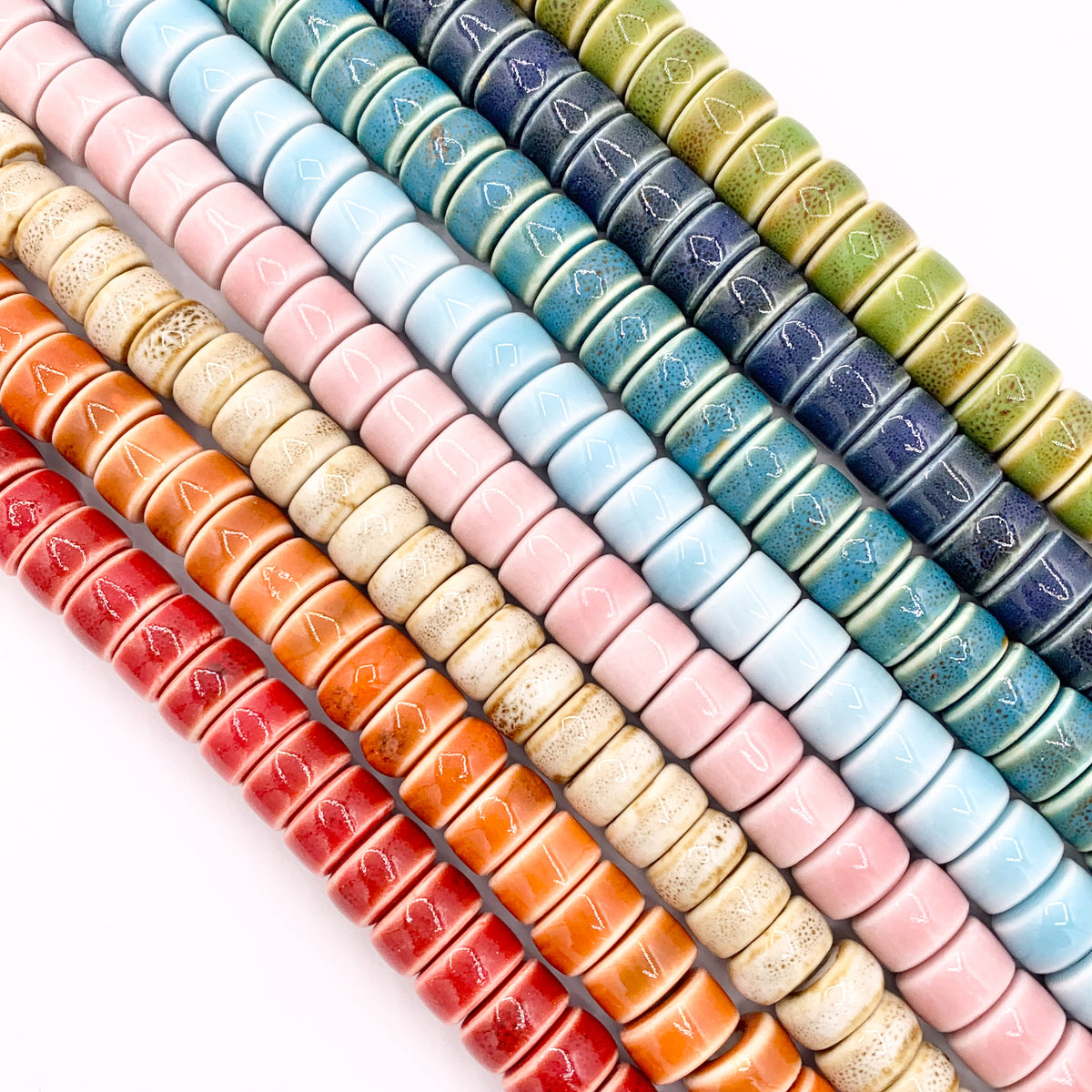 6x10mm Heishi Shape Ceramic Cylinder Beads 11-12" Price 1 Strand