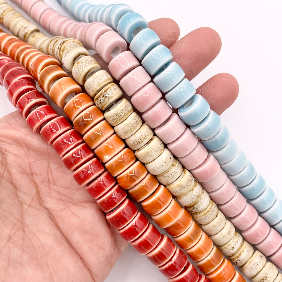 6x10mm Heishi Shape Ceramic Cylinder Beads 11-12" Price 1 Strand