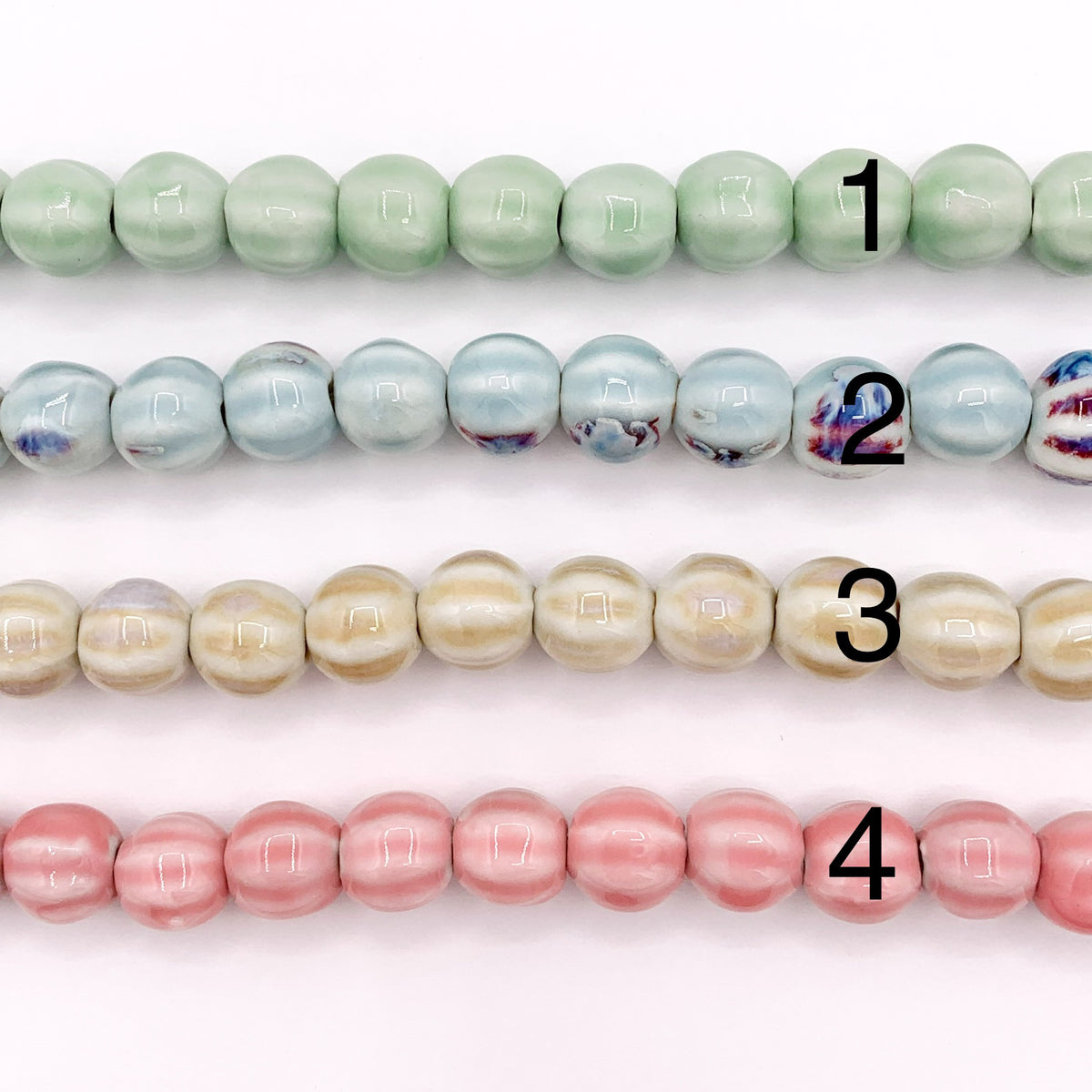 11mm Pumpkin Shape Ceramic Round Beads 12" 1 Strand