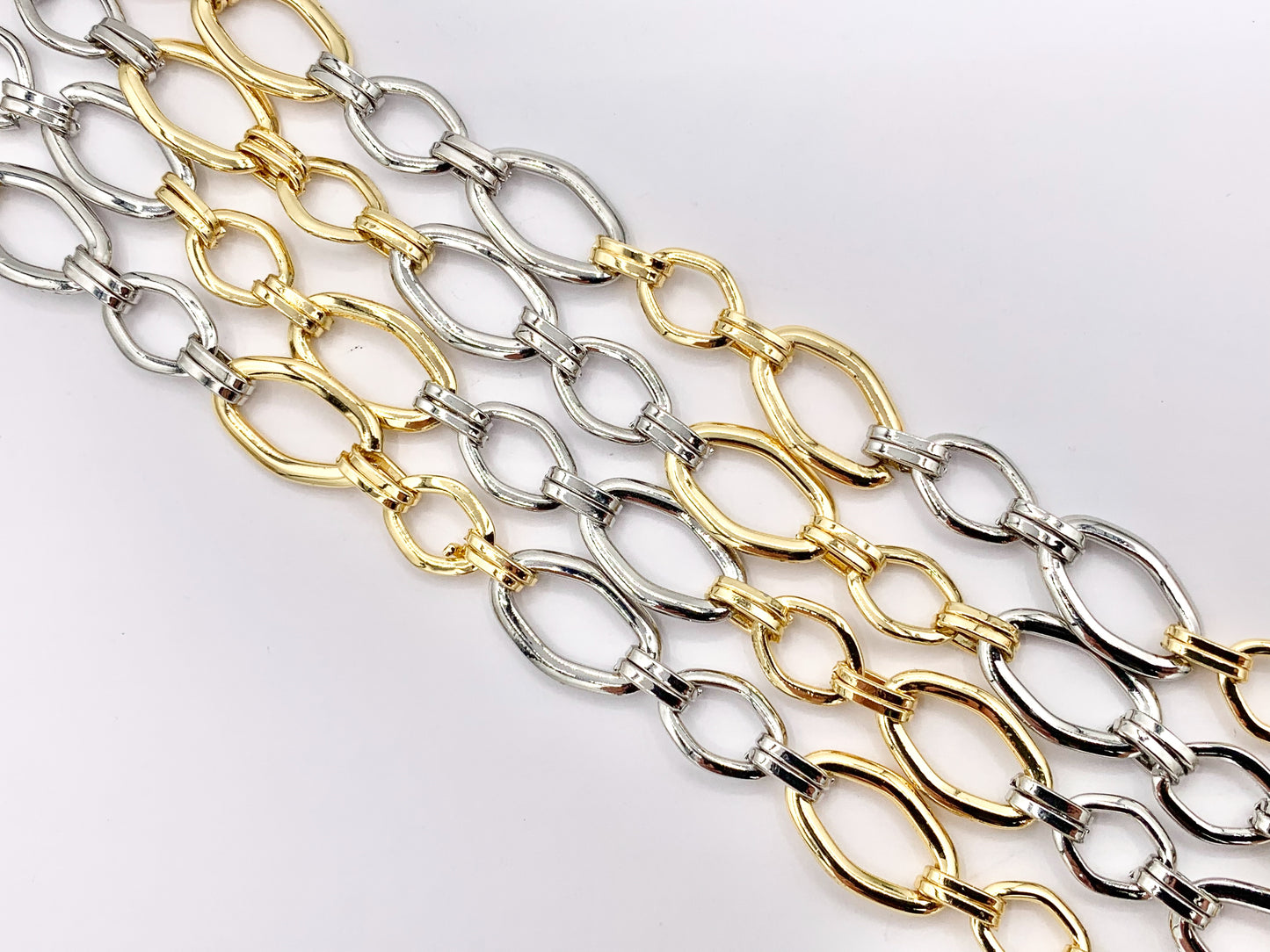 2 Tone Oval Chain in Real 18K Gold/Platinum Plated Chain By The Spool