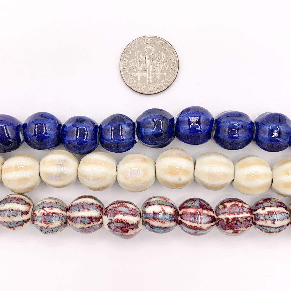 11mm Pumpkin Shape Ceramic Round Beads 12" 1 Strand