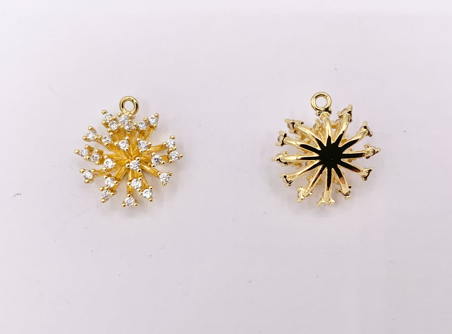 Cute Pom Pom Charms CZ Pave 3D Fireworks Charms in Real Gold 18K Plated Copper 8 PCS