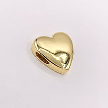 Cargar imagen en el visor de la galería, 20mm ONE SIDED Plain Puffy Heart Slider Charms in 18K Gold plated Copper 10 PCS
