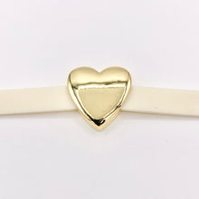 Cargar imagen en el visor de la galería, 20mm ONE SIDED Plain Puffy Heart Slider Charms in 18K Gold plated Copper 10 PCS
