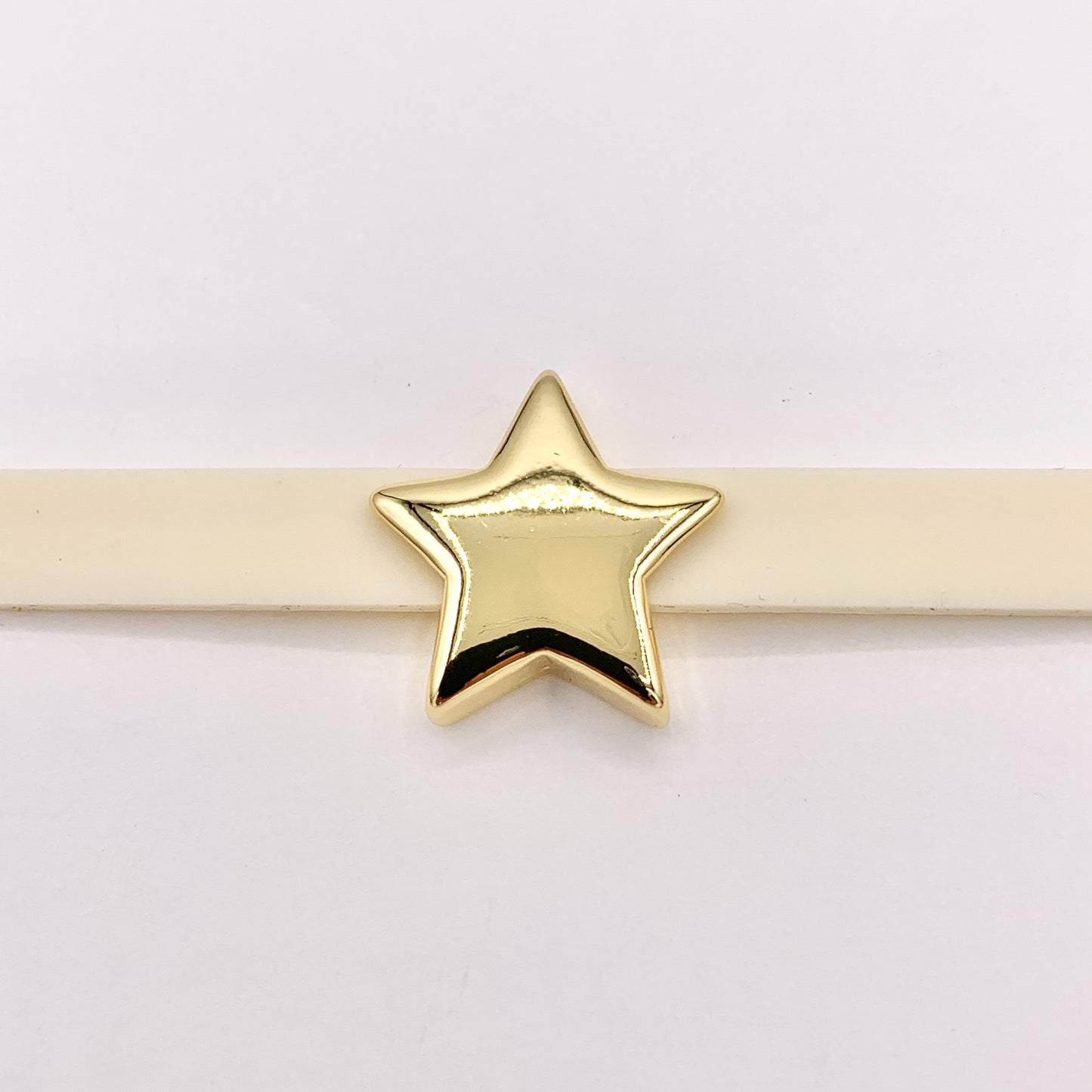 20mm ONE SIDED Plain Puffy Star Slider Charms in 18K Gold plated Copper 10 PCS