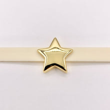 Cargar imagen en el visor de la galería, 20mm ONE SIDED Plain Puffy Star Slider Charms in 18K Gold plated Copper 10 PCS
