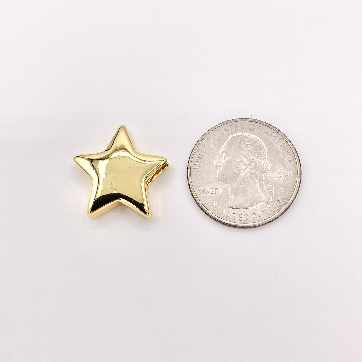 20mm ONE SIDED Plain Puffy Star Slider Charms in 18K Gold plated Copper 10 PCS